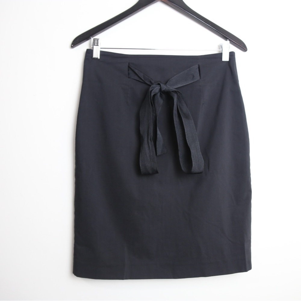 Robert Rodriguez Tie Front Ribbon Wrap Pencil Skirt Black Size Medium